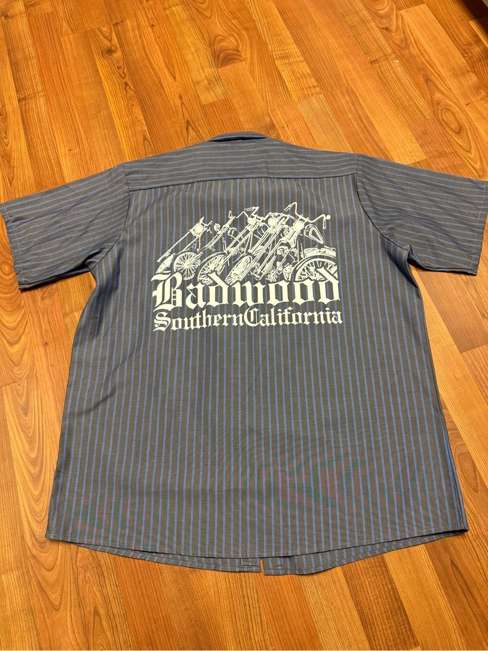 Badwood Southern California Blue Striped Short-Sleeve Shirt